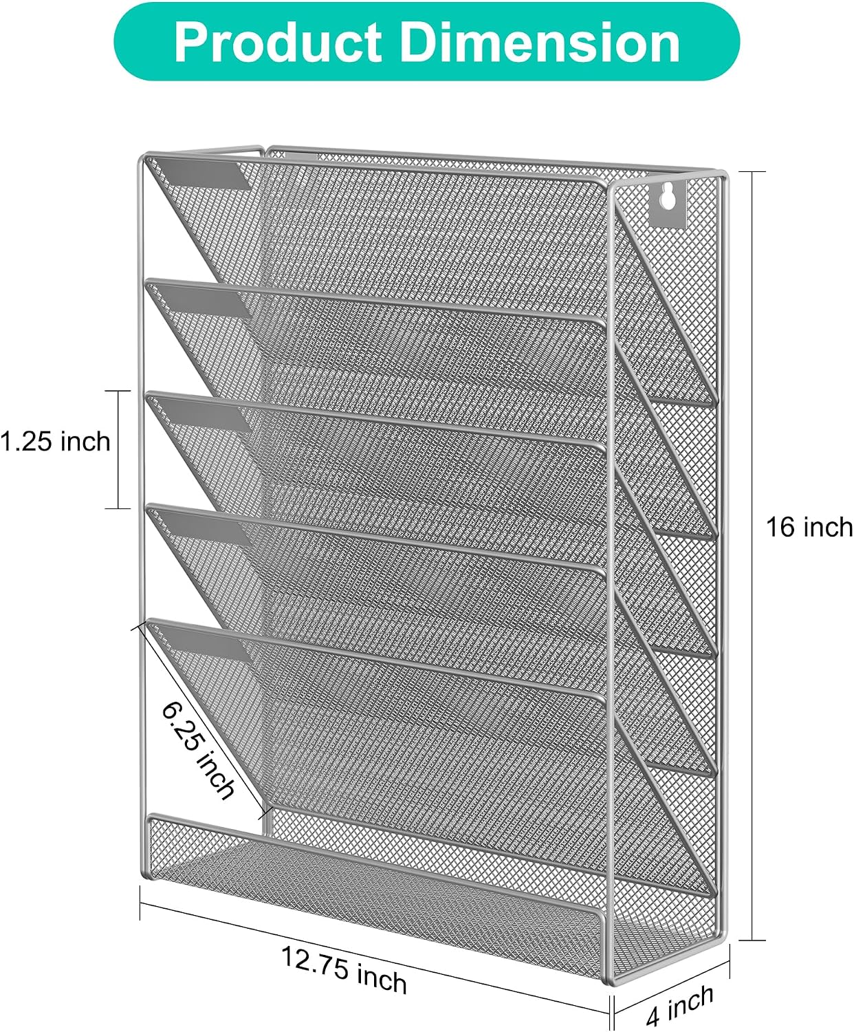 EasyPAG 5 Tier Wall File Holder, Mesh Hanging Folder Organizer with Classify Label, Versatile Desk File Holder