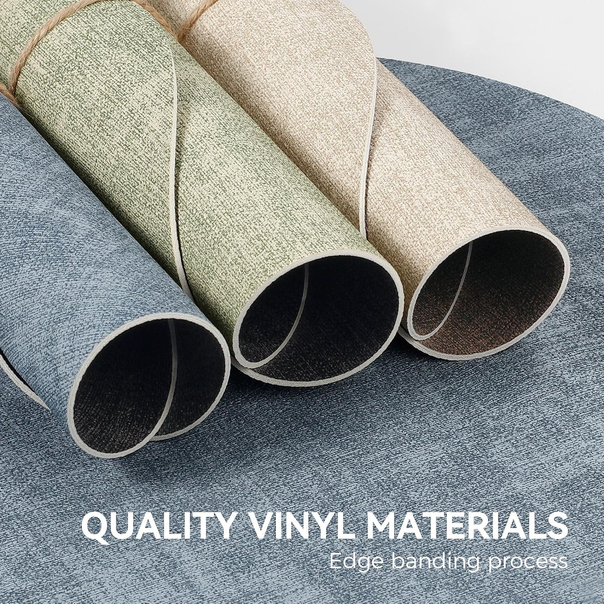 NCUE 13" Faux Leather Round Placemats Set of 6, Reversible Dual-Color | With 3.9" Coasters, 2 mm Vinyl Table Mats
