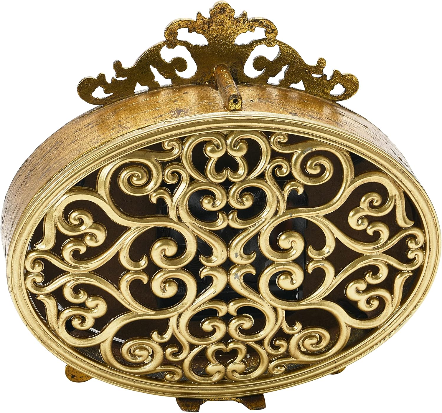 Creative Co-Op Distressed Pewter Mantel Clock, Gold Finish