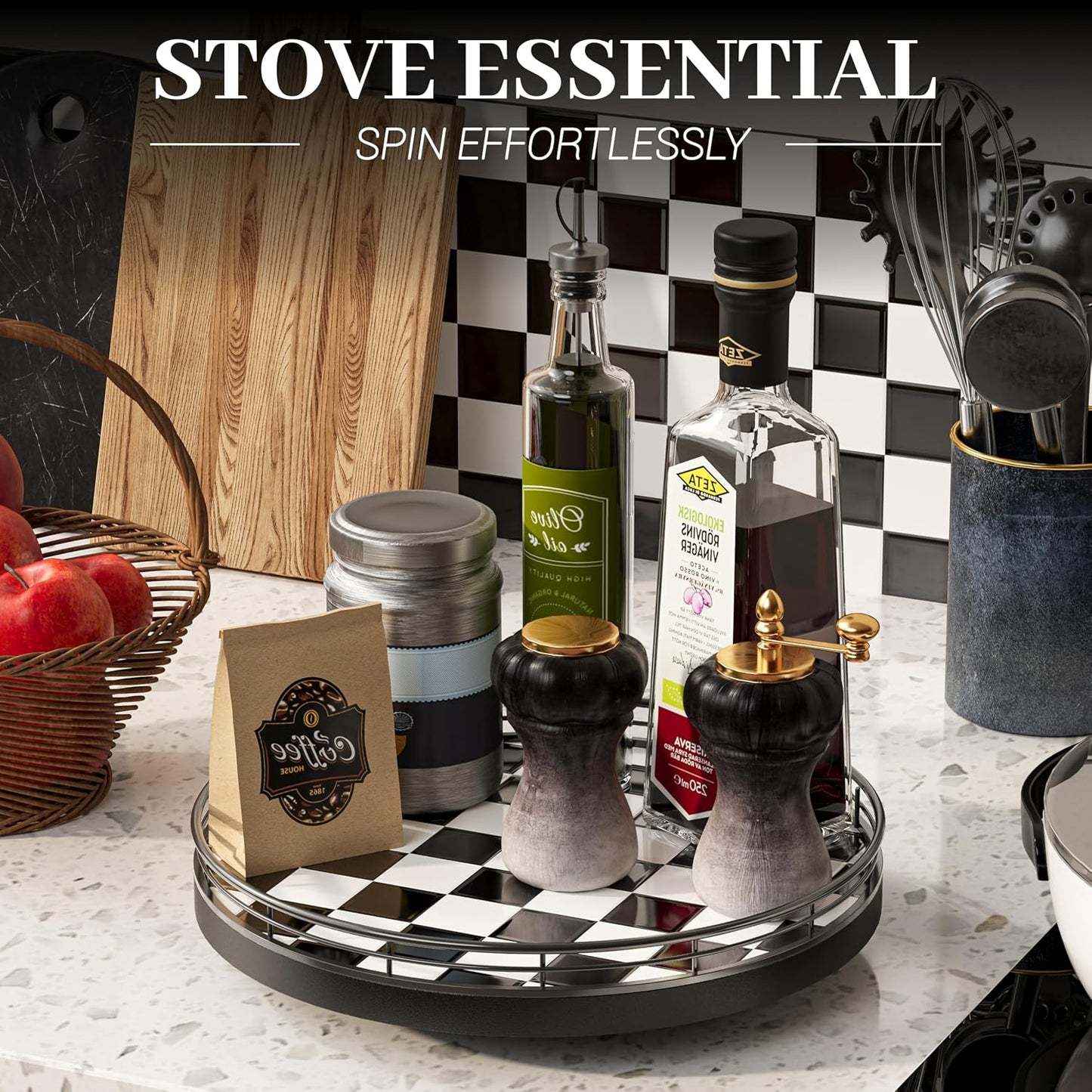Iron Frame / Rotating Serving Tray / Black