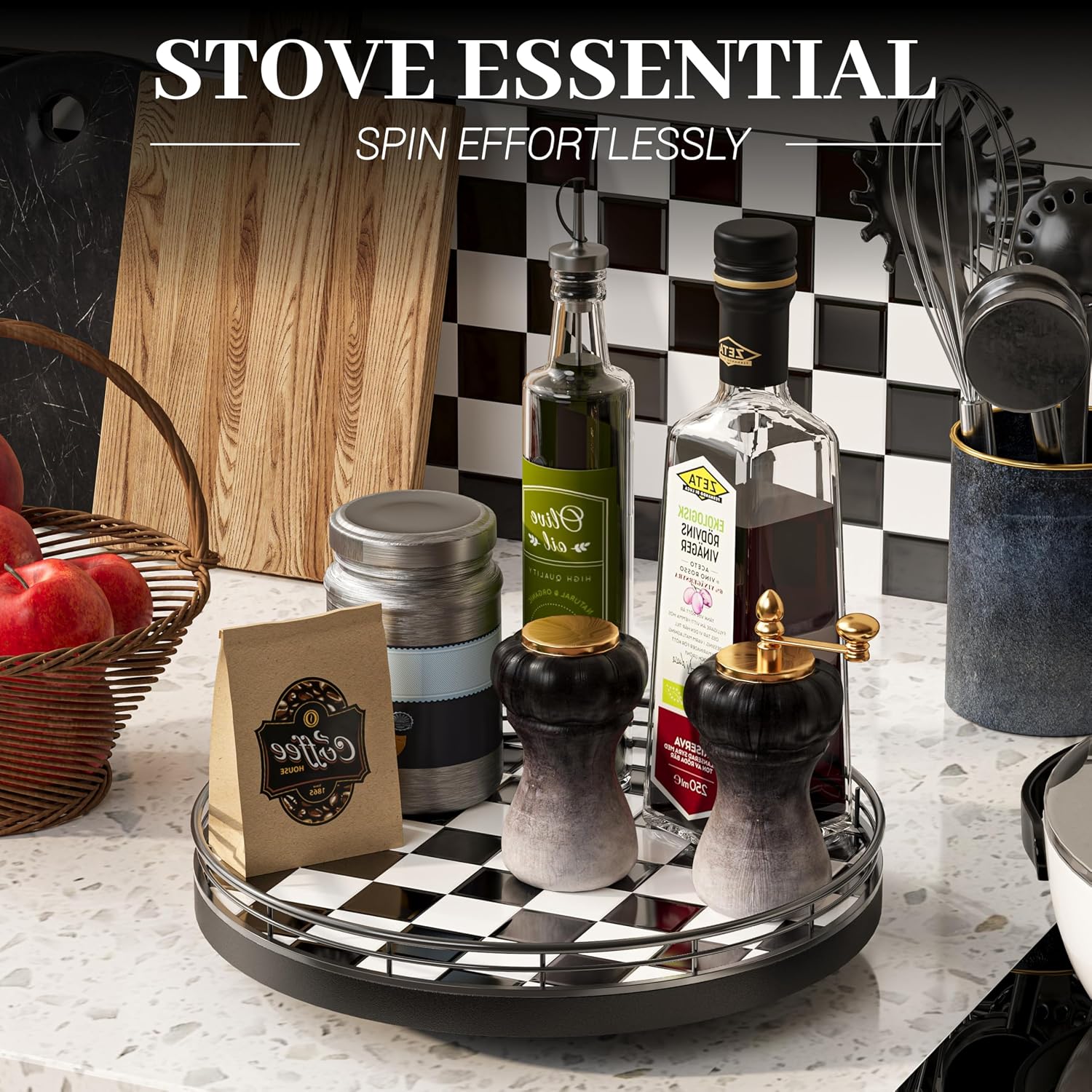 Iron Frame / Rotating Serving Tray / Black