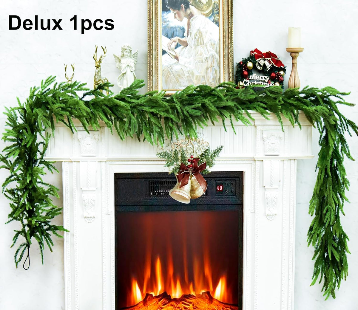 15FTx1 Extra Full Christmas Garland Real Touch Norfolk Pine Garland Christmas Decorations Realistic Greenery Garlands