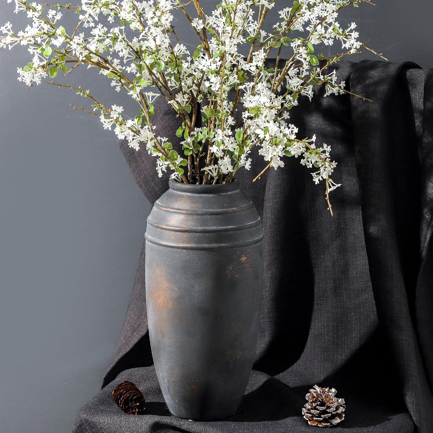 Large Ceramic Rustic Vase / 101-4-12.87in / 12.87 Inch