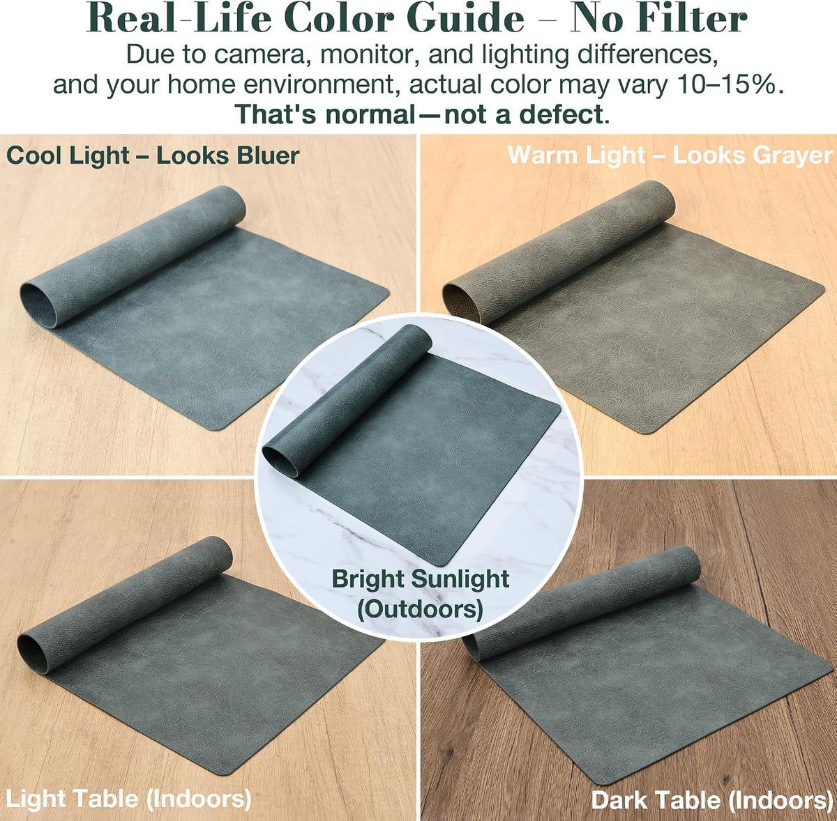Roxifina Faux Leather Placemats Set of 8 - Vinyl Placemats Wipeable Waterproof Oil-Proof PU Place Mats Heat Resistant