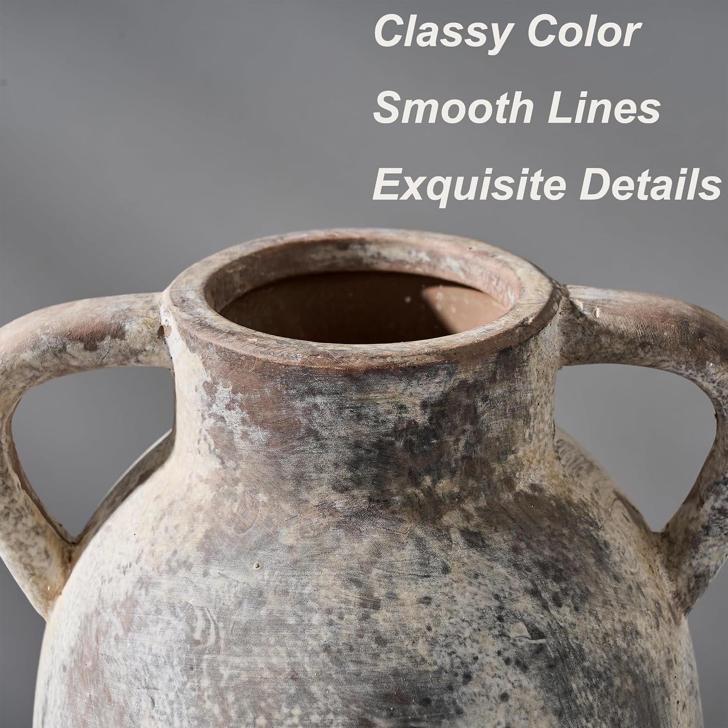 Ceramic Vase / Rustic Decorative Flower Vase / Gray / 9.84 Inch