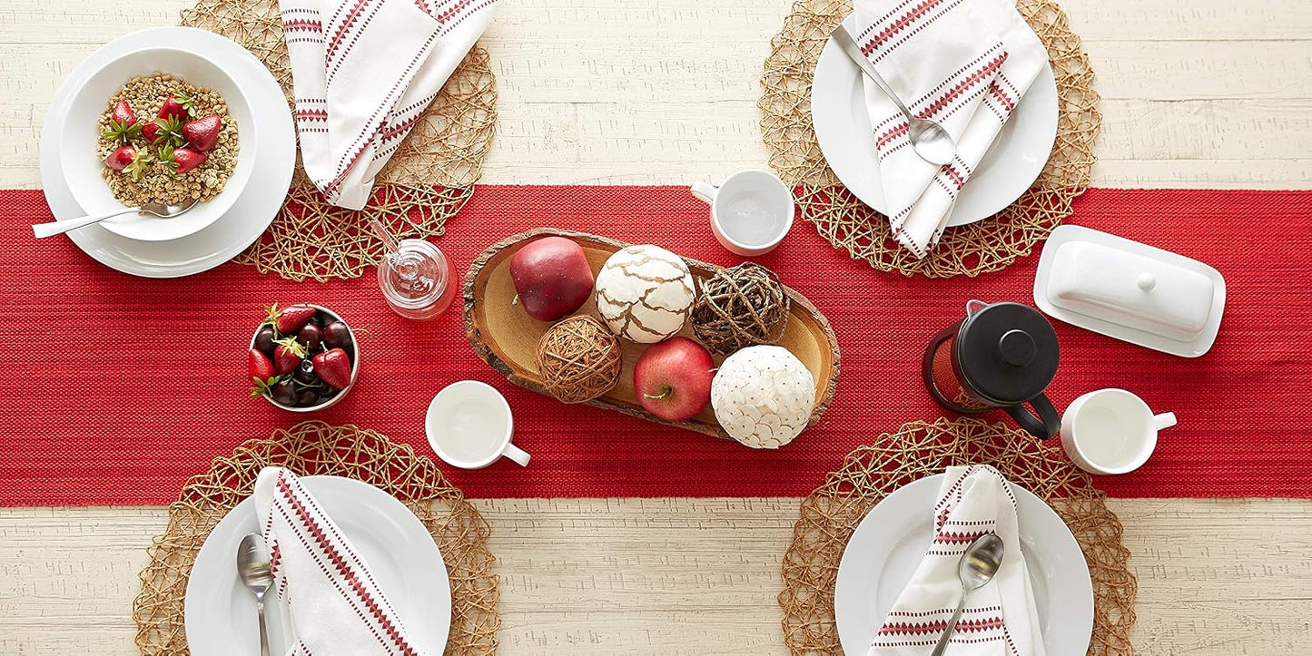 DII Variegated Tabletop Collection, Table Runner3x72, Tango Red