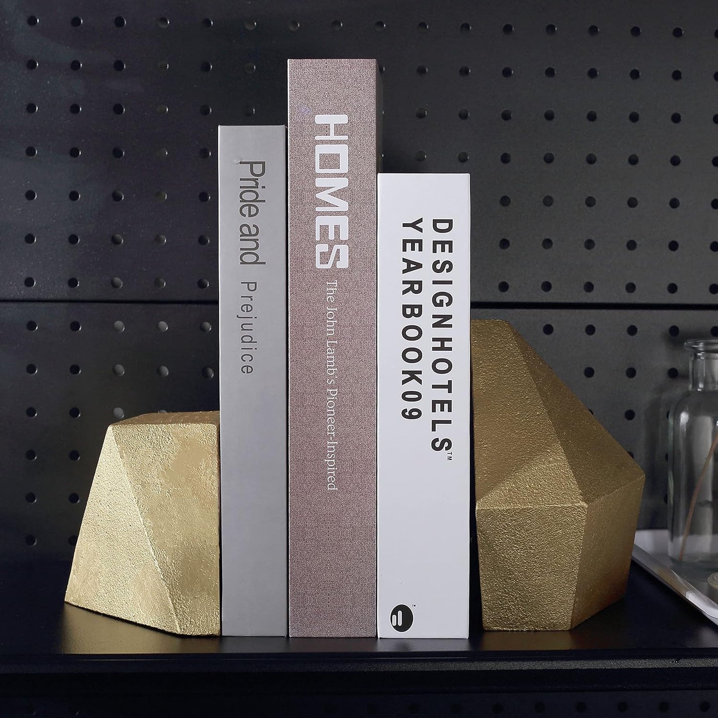 Abstract Bookends / Decorative Cast Iron Bookends / Gold
