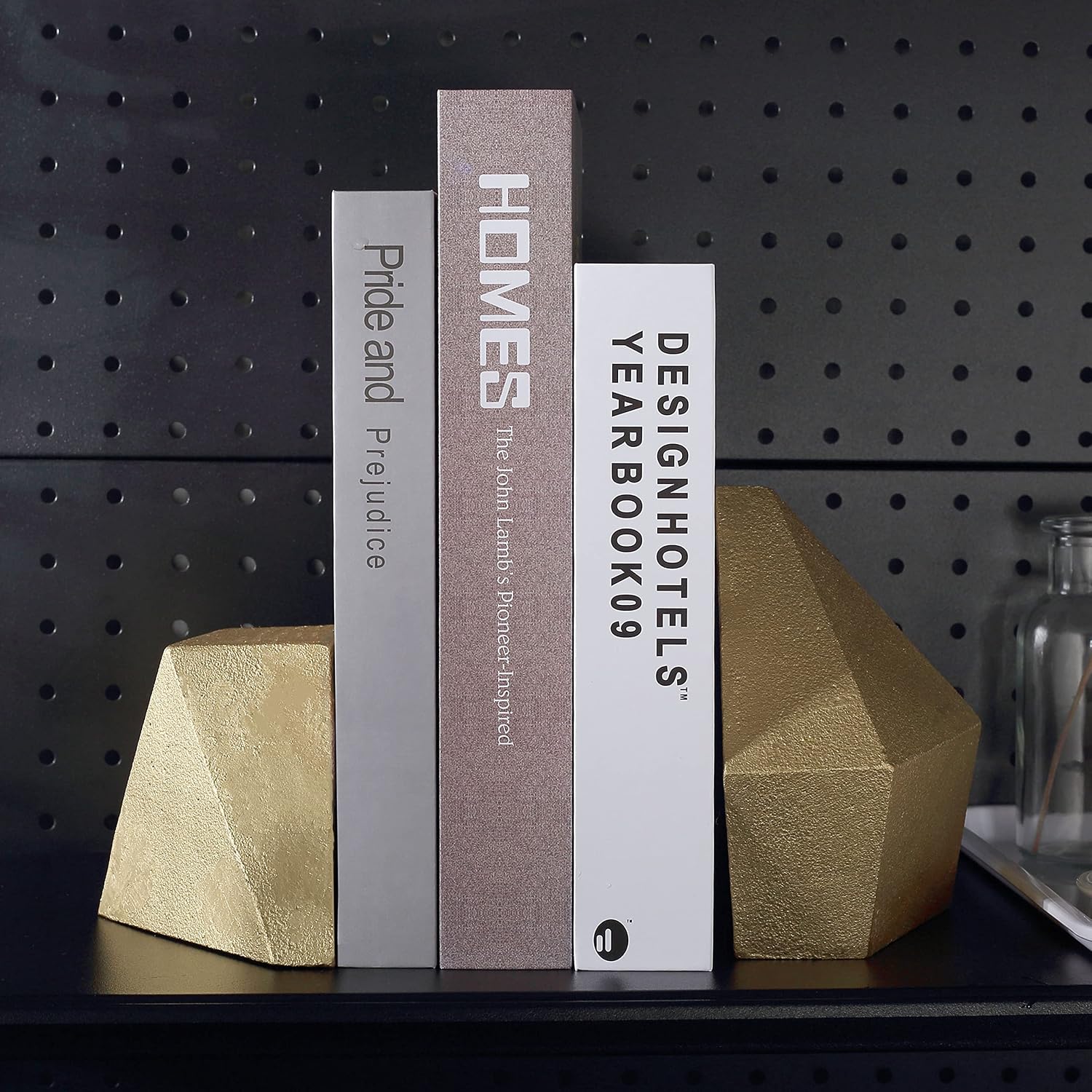 Abstract Bookends / Decorative Cast Iron Bookends / Gold