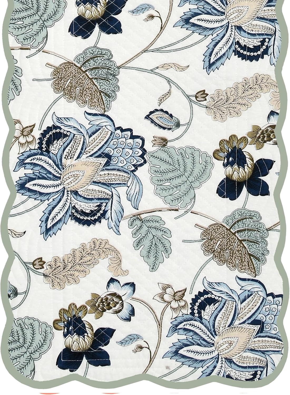 Botanica Mist - Bloom Collection Luxury Handcrafted Runner (Reversible) Cotton Quilted Fabric Machine Washable –