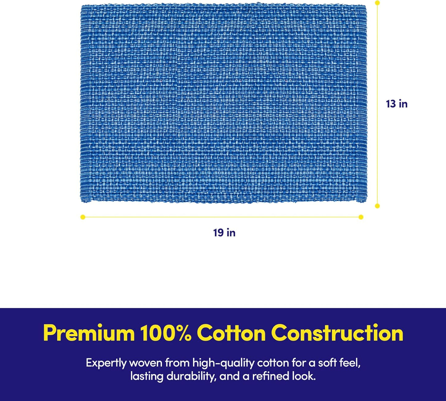 Sweet Home Collection 100% Cotton Placemats for Dining Room Rectangle Two Tone Woven Fabric 13" x 19" Soft Durable
