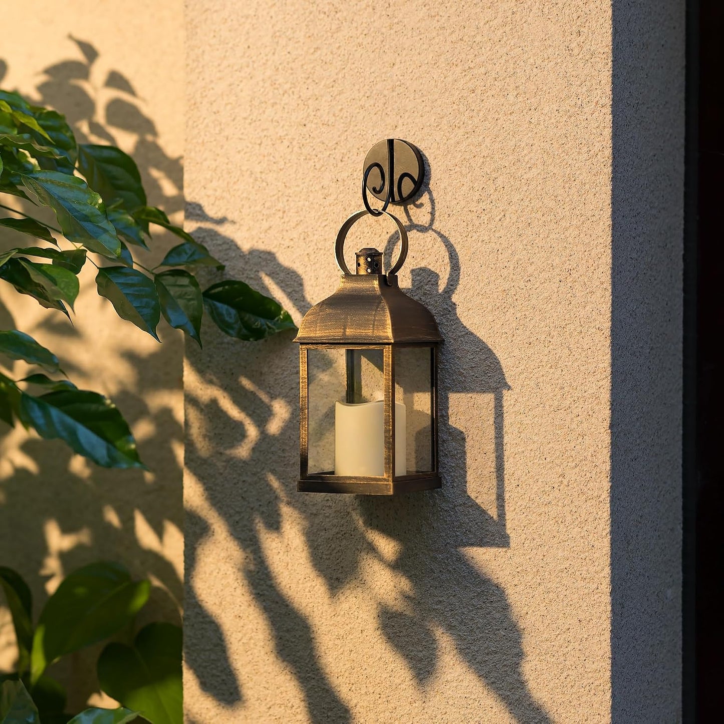 Bronze Small Lanterns with LED Candles, Set of 6 Wedding Decor | Antique Bronze Rustic Lanterns with Glass Panels