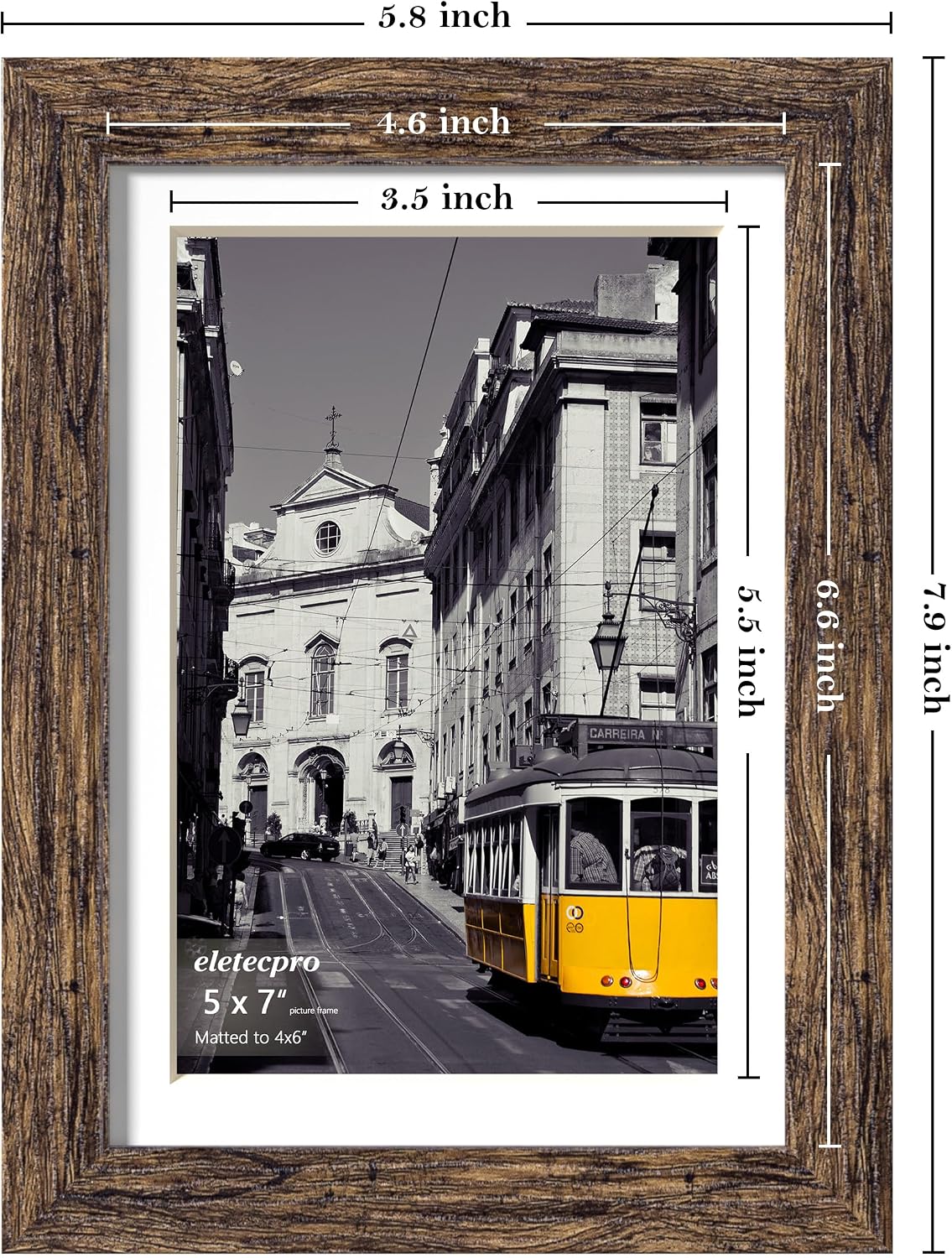 eletecpro 5x7 Picture Frames, Acrylic Cover, Multi Color, Set of 10 | Display Photo 4x6 with Mat or 5x7 without