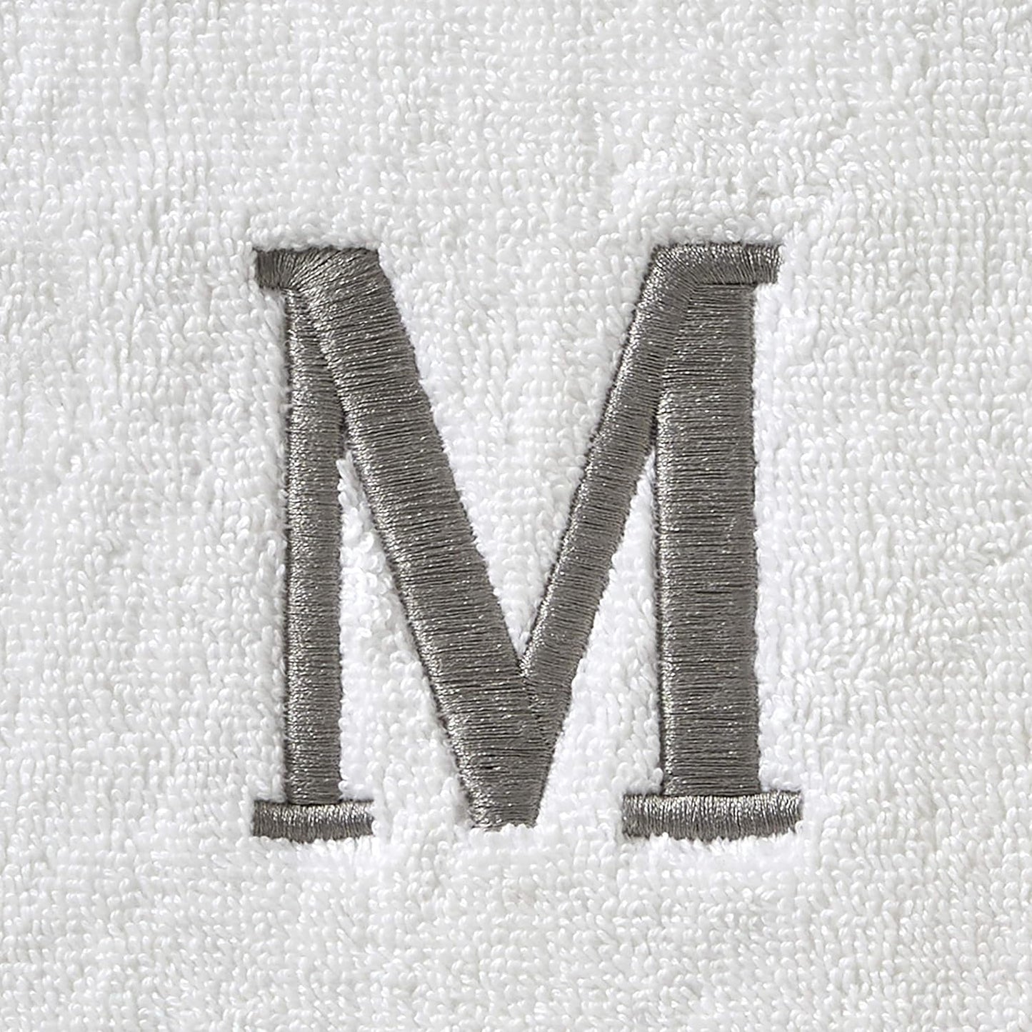SKL Home Casual Monogram Hand Towel Set-2pc, Embroidered M, White | Available in letters A-Z. Personalized style for