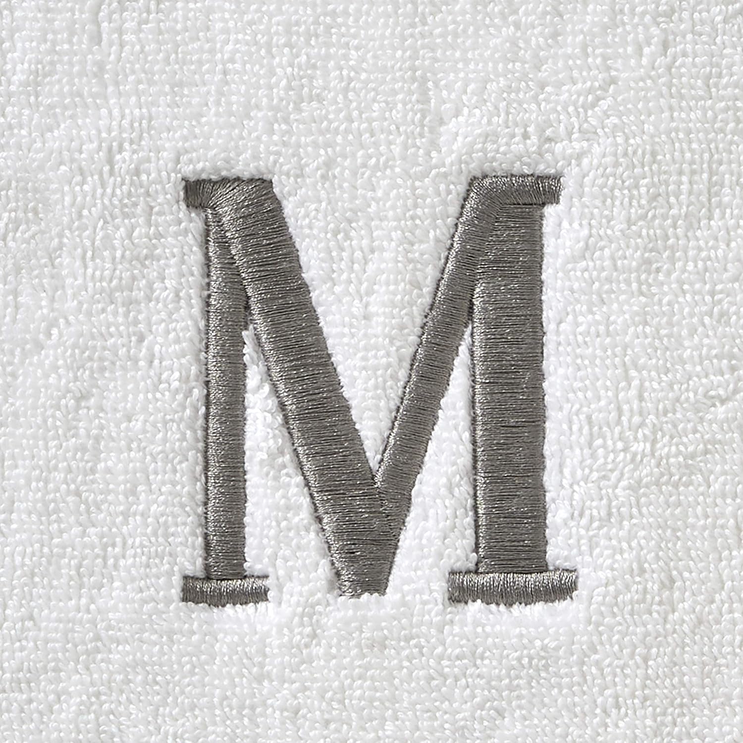 SKL Home Casual Monogram Hand Towel Set-2pc, Embroidered M, White | Available in letters A-Z. Personalized style for