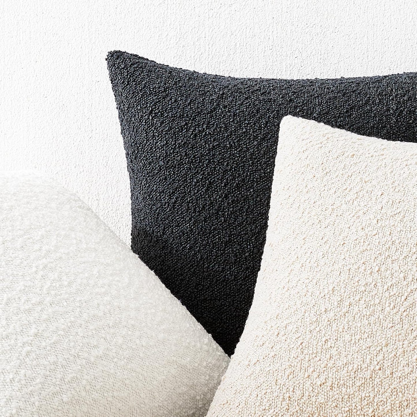 Textured Boho Pillow Covers / Black / 18 x 18 / Set of 2