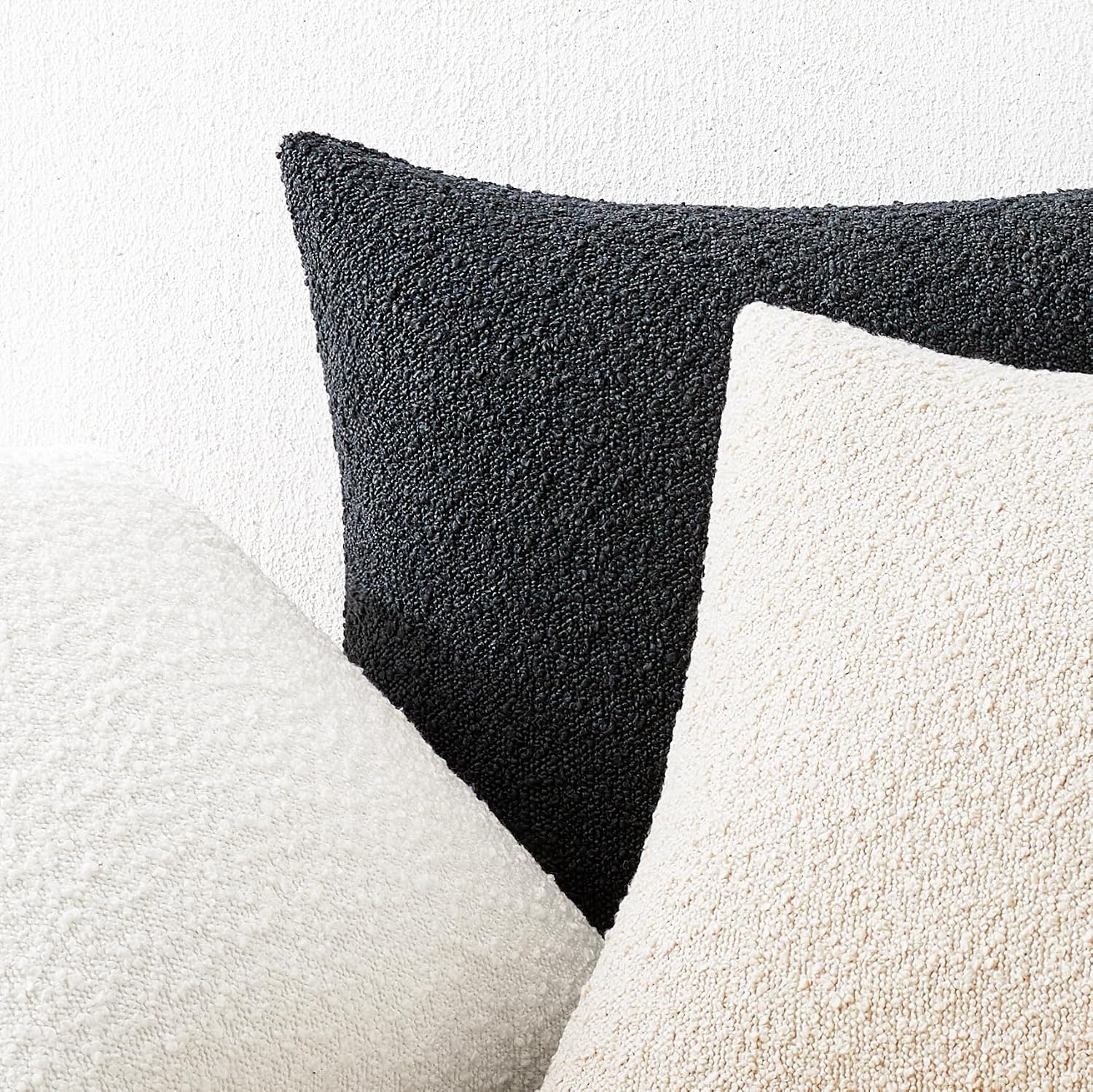 Textured Boho Pillow Covers / Black / 18 x 18 / Set of 2