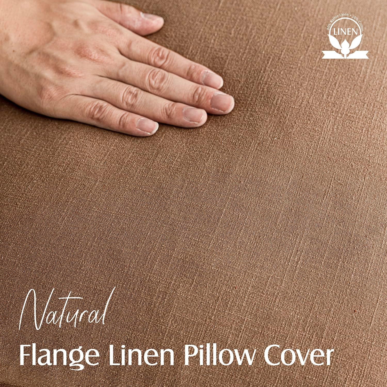 Decorative Linen Soild Throw Pillow Covers Soft Accent Cushion Case / 18 x 18 / Brick / Set of 2