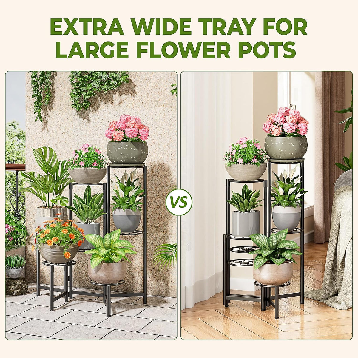 7 Tier Metal Patio Plant Stand Outdoor, Heavy Duty Flower Stands for Indoor Plants, Floding Tall Corner Shelf for