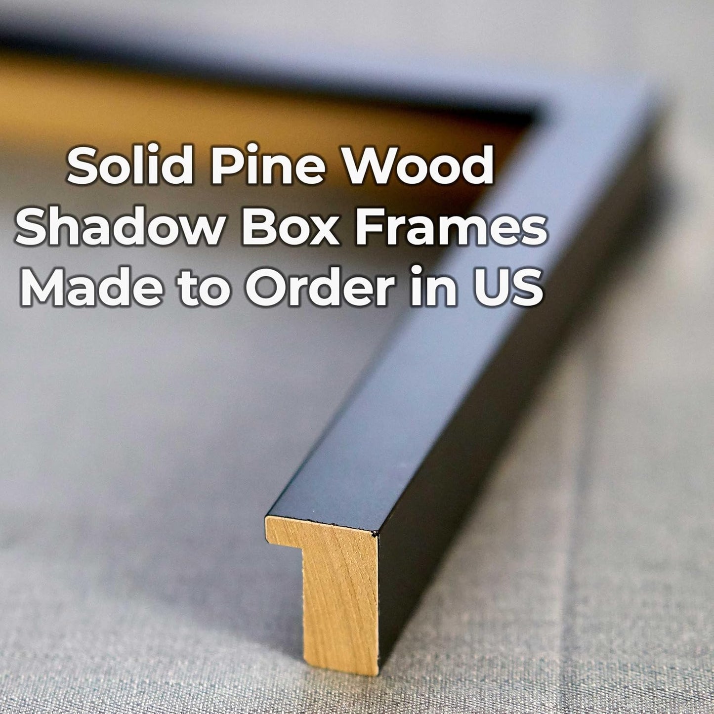 16x20 Shadow Box Black Solid Wood Frames Depth of 3/4" Includes UV Acrylic Plexiglass, Acid Free Backing and Hanging
