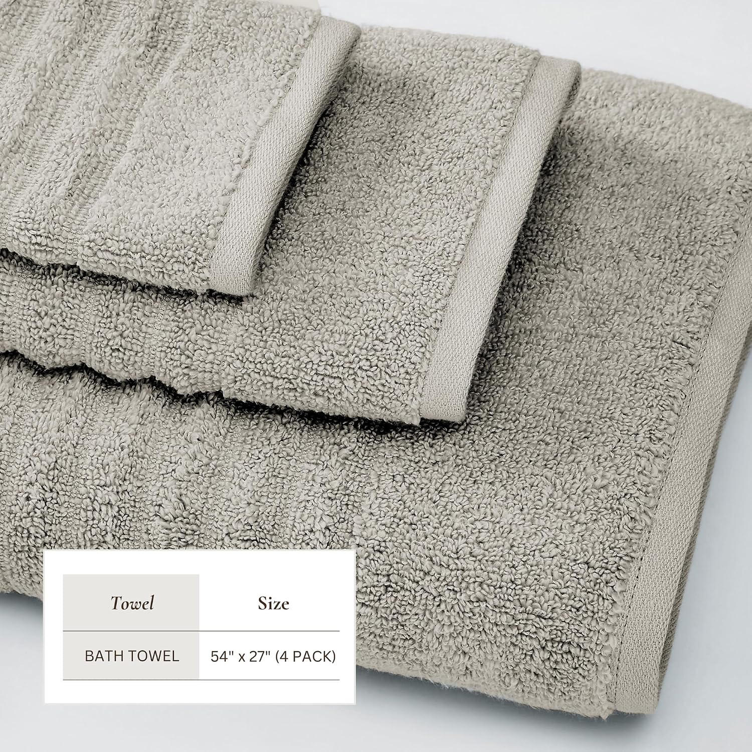 Great Bay Home 4 Pack Bath Towel Set - 100% Cotton Towels - Absorbent & Quick-Dry Towels for Bathroom (Mid Grey)