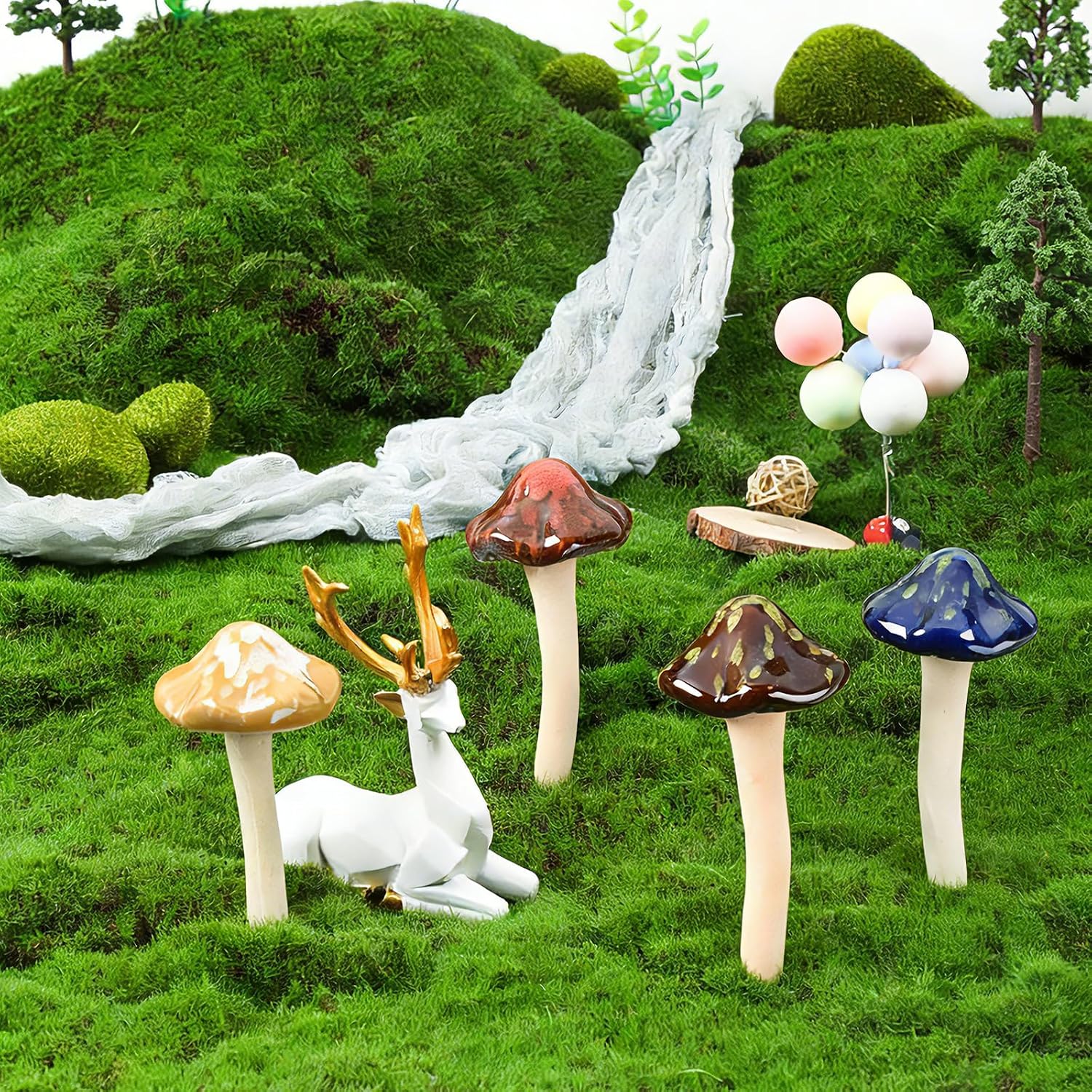 Ceramic Mushroom / Mushrooms Accessories / Set of 8
