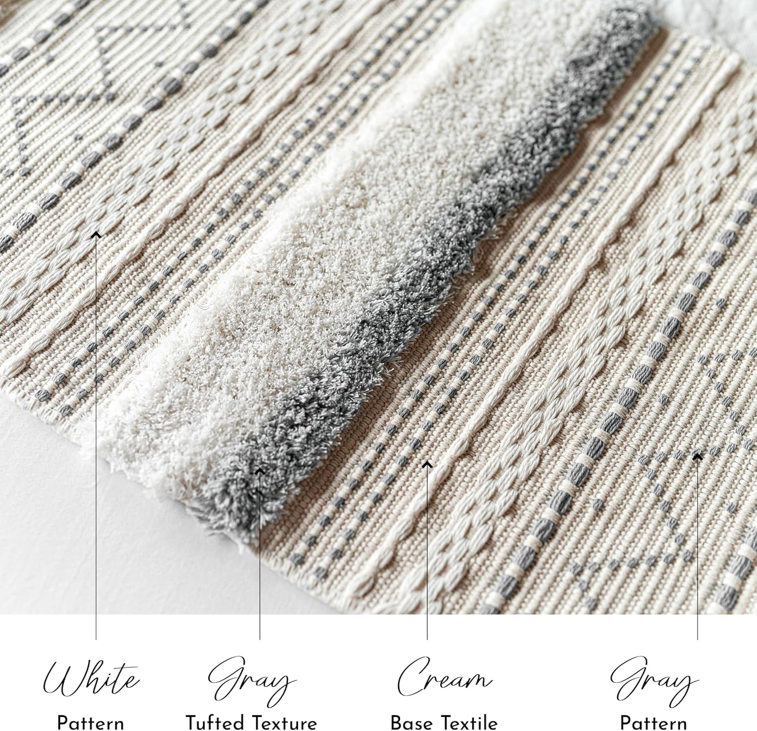 Long Vertical Wall Hanging Tapestry Woven Boho Farmhouse Decor Cream Tassel Handmade Wall Art / Gray