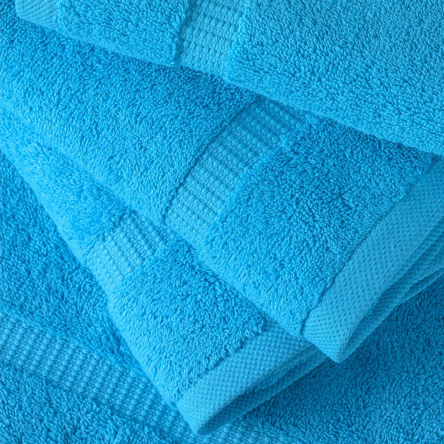 SALBAKOS 12-Piece 100% Turkish Cotton Washcloths and Face Towels, Aqua | 13x13 in Standard Size Small Towel, Multi-use