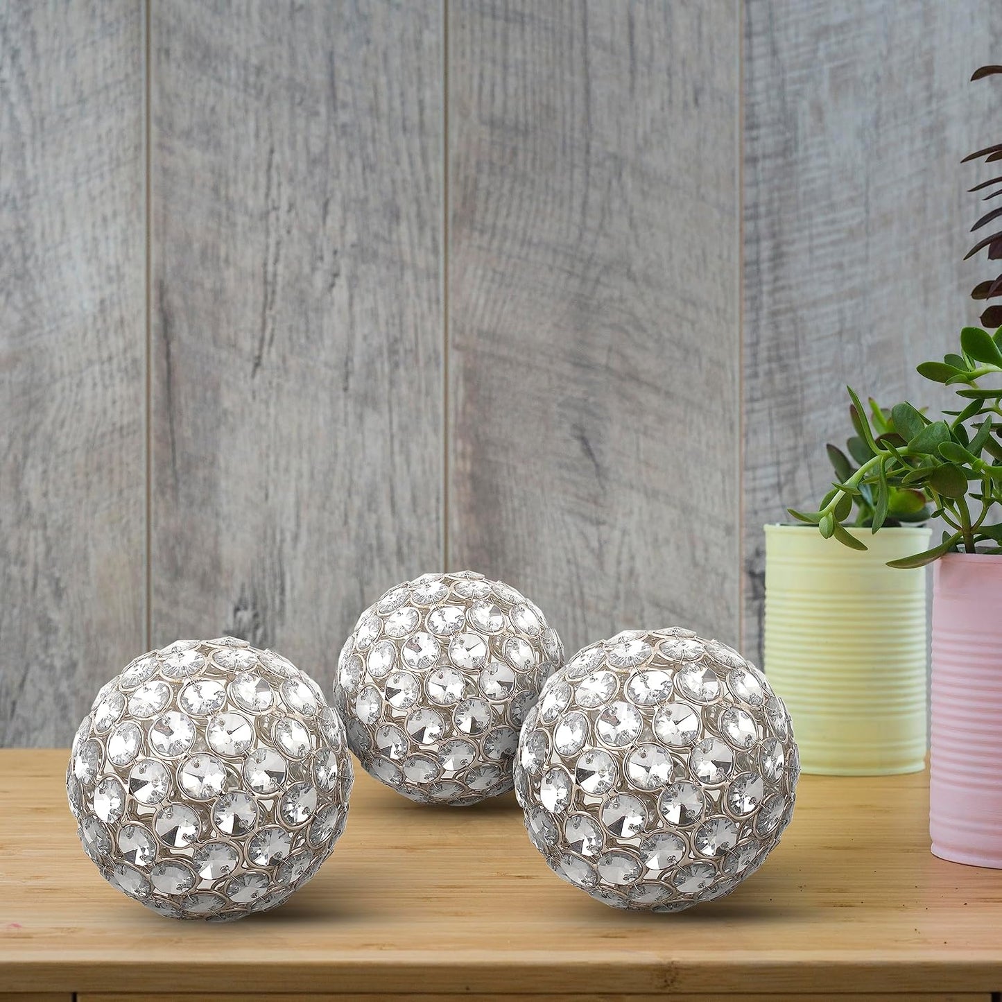 Decorative Metal Sphere / Silver / 4 Inch / Set of 3