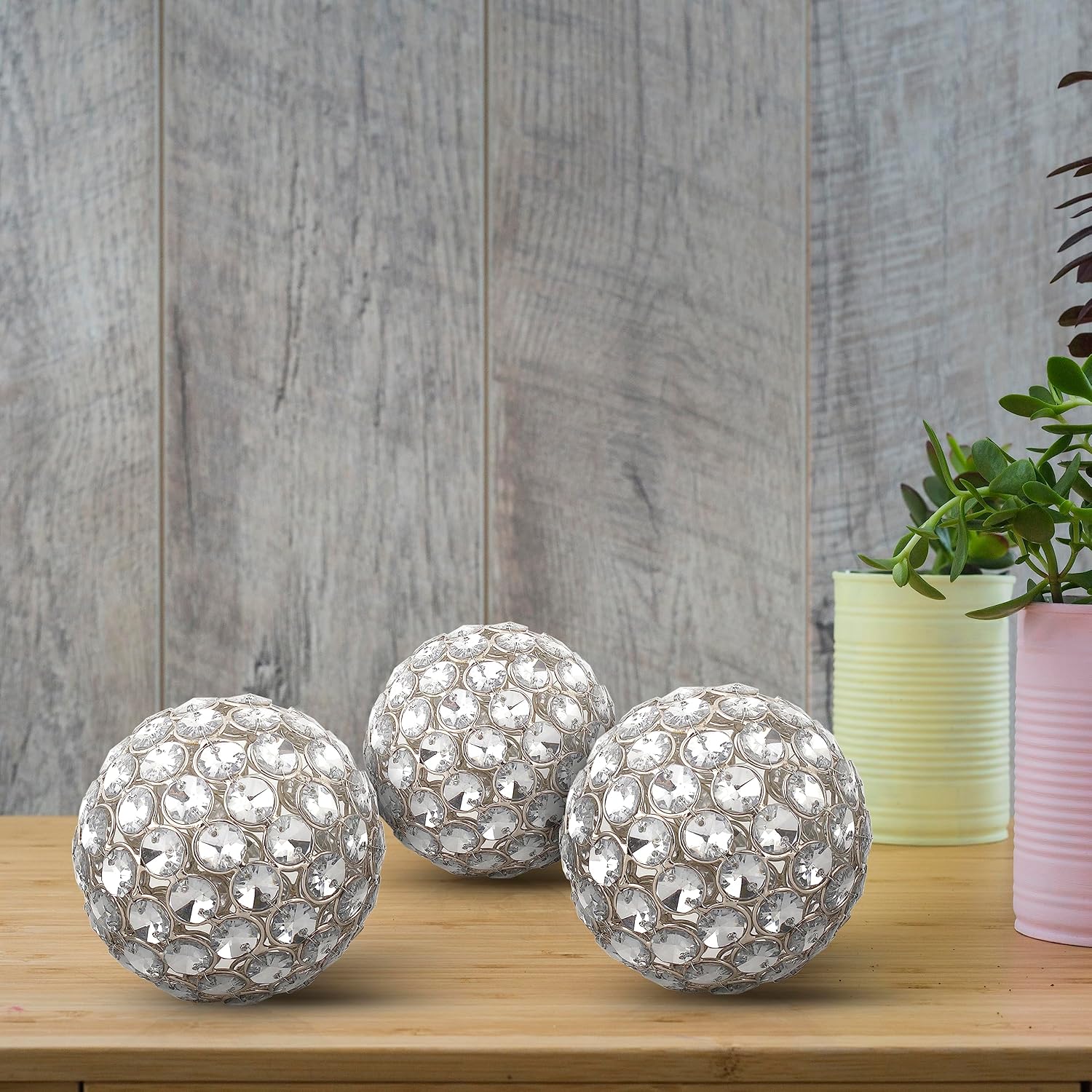 Decorative Metal Sphere / Silver / 4 Inch / Set of 3