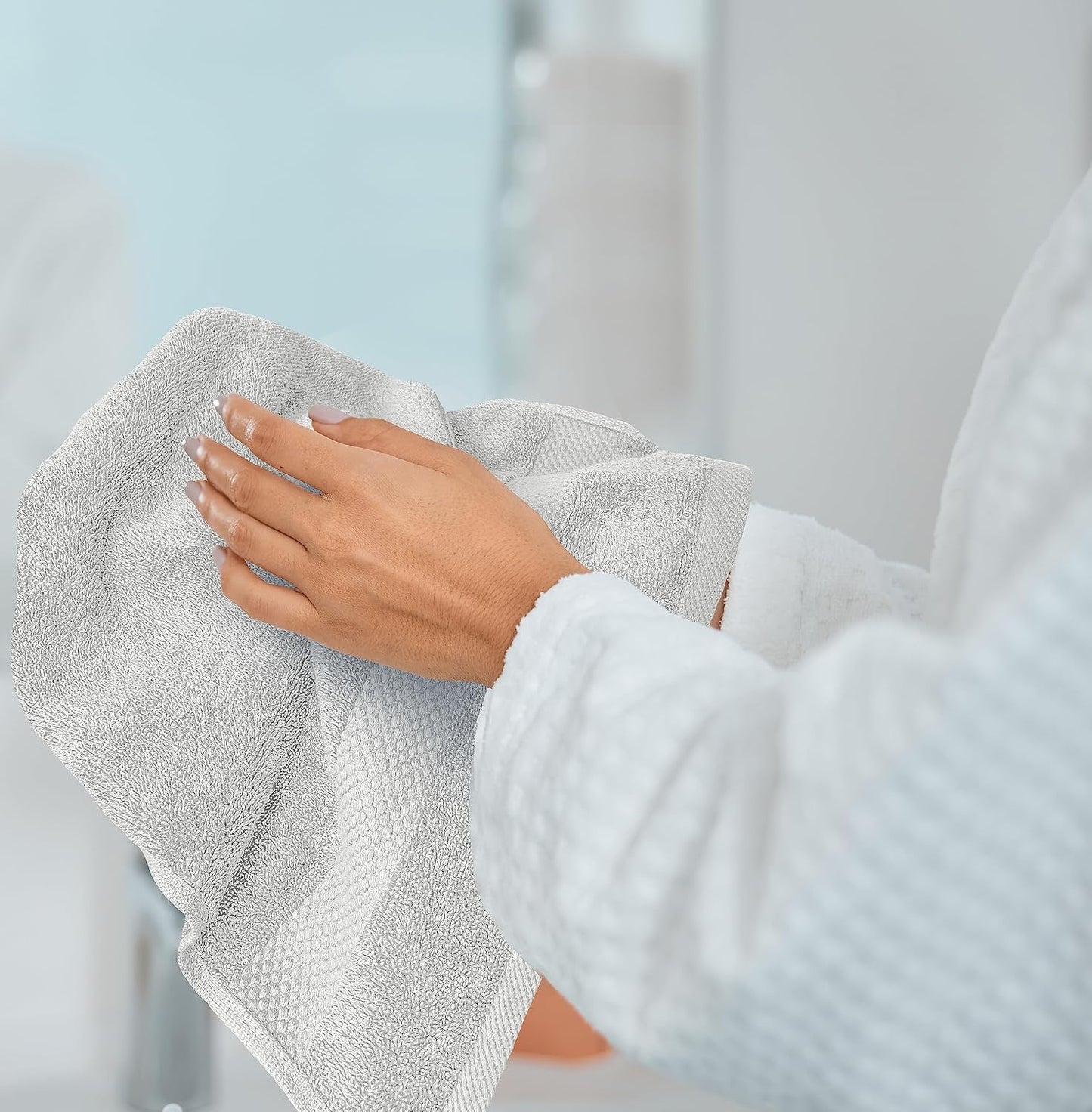 White Classic Luxury Silver Hand Towels - Soft 100% Turkish Cotton | Highly Absorbent Hotel spa Bathroom Towel