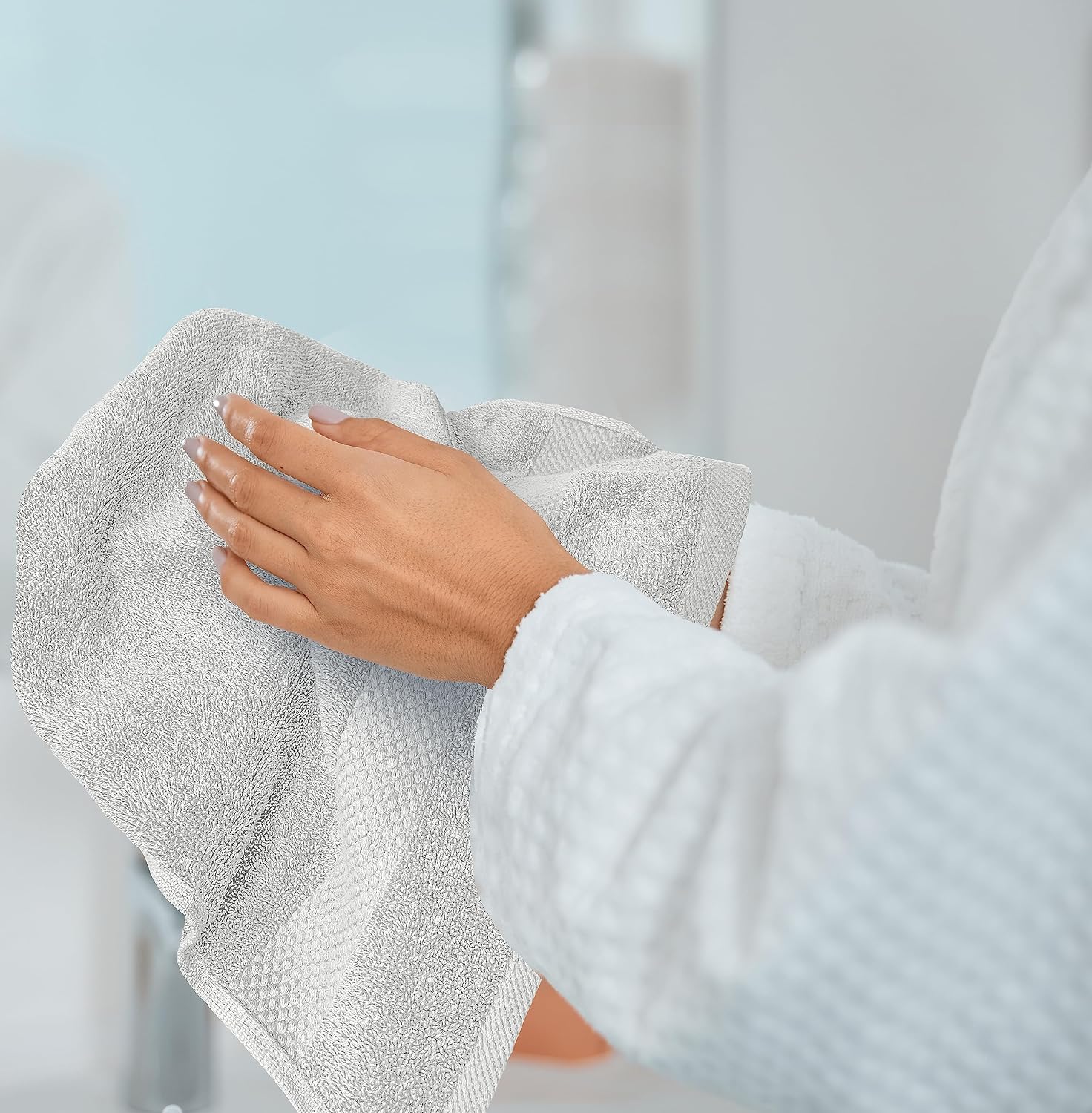 White Classic Luxury Silver Hand Towels - Soft 100% Turkish Cotton | Highly Absorbent Hotel spa Bathroom Towel