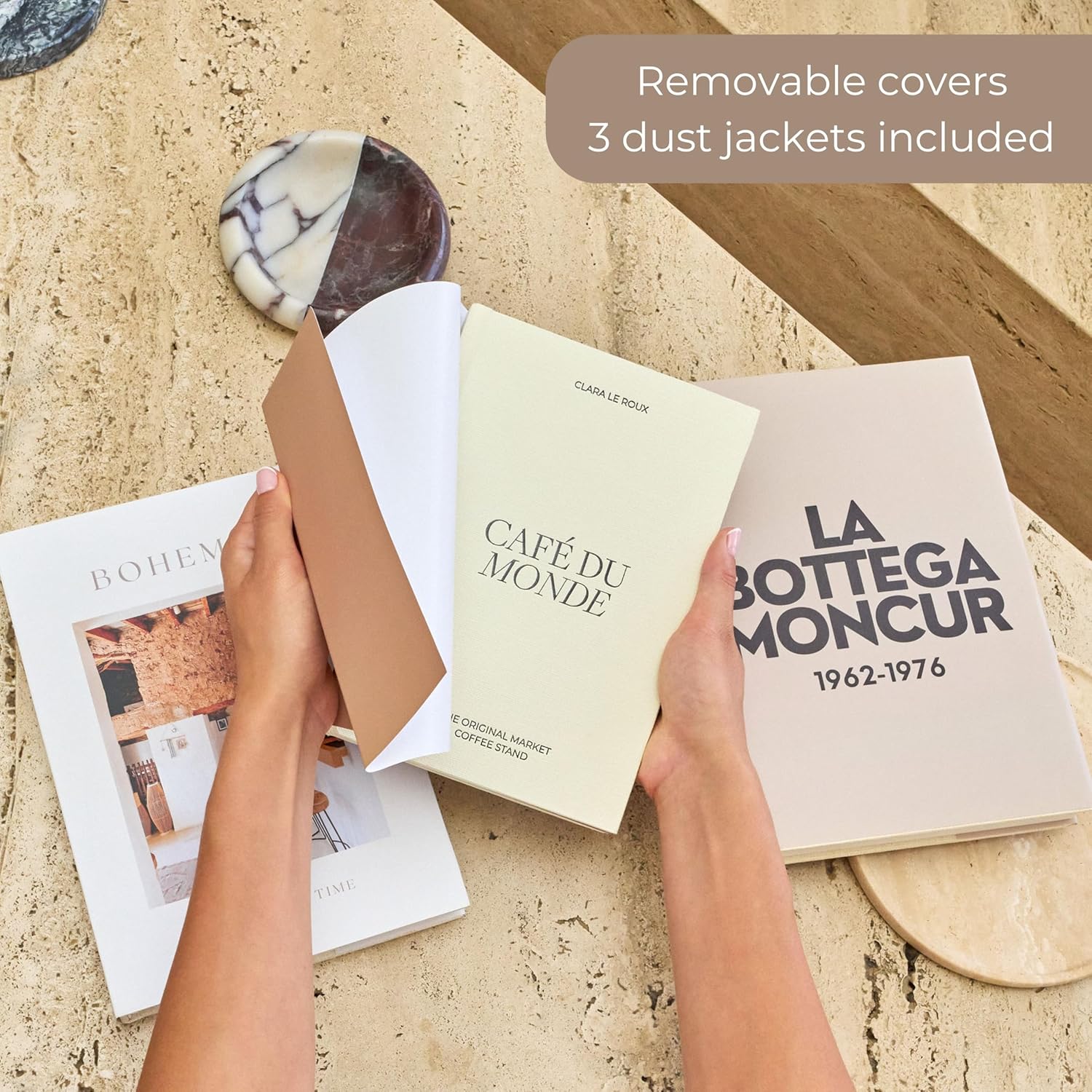Faux Books for Decoration Coffee Table Books Decorative Books Neutral Room / Beige Warm / Set of 3
