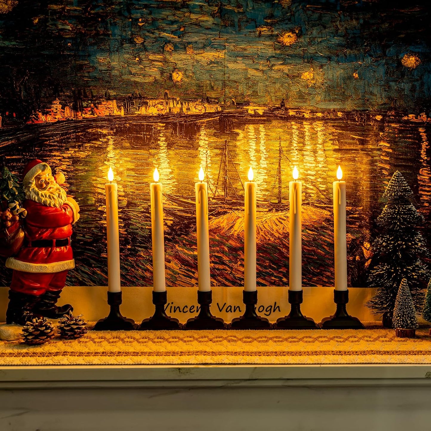 Homemory 6 Pcs Window Candles with Remote Timer Dimmer, Battery Operated Candlesticks with Holders and Suctions, White