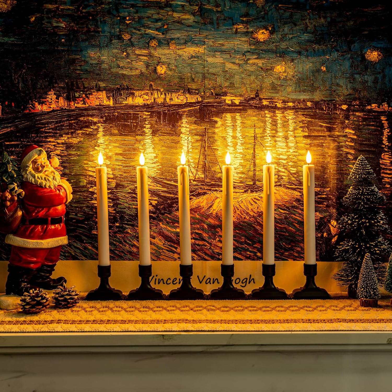 Homemory 6 Pcs Window Candles with Remote Timer Dimmer, Battery Operated Candlesticks with Holders and Suctions, White