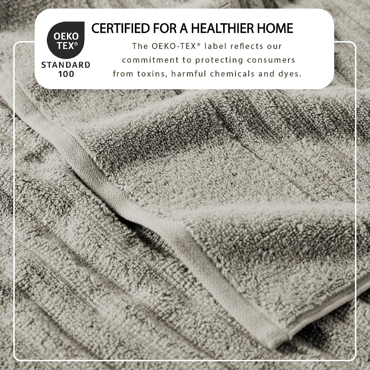 Great Bay Home 4 Pack Bath Towel Set - 100% Cotton Towels - Absorbent & Quick-Dry Towels for Bathroom (Mid Grey)