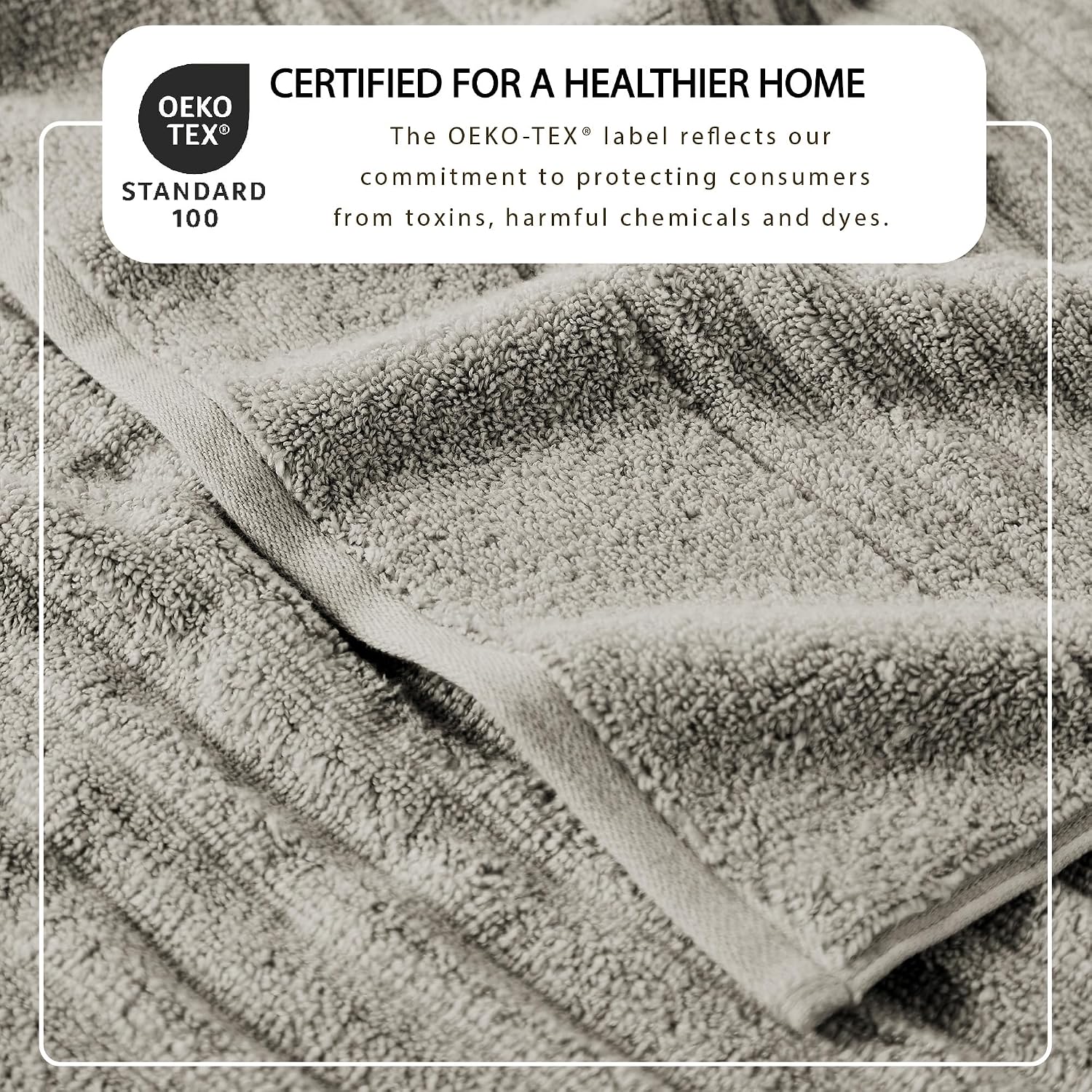 Great Bay Home 4 Pack Bath Towel Set - 100% Cotton Towels - Absorbent & Quick-Dry Towels for Bathroom (Mid Grey)