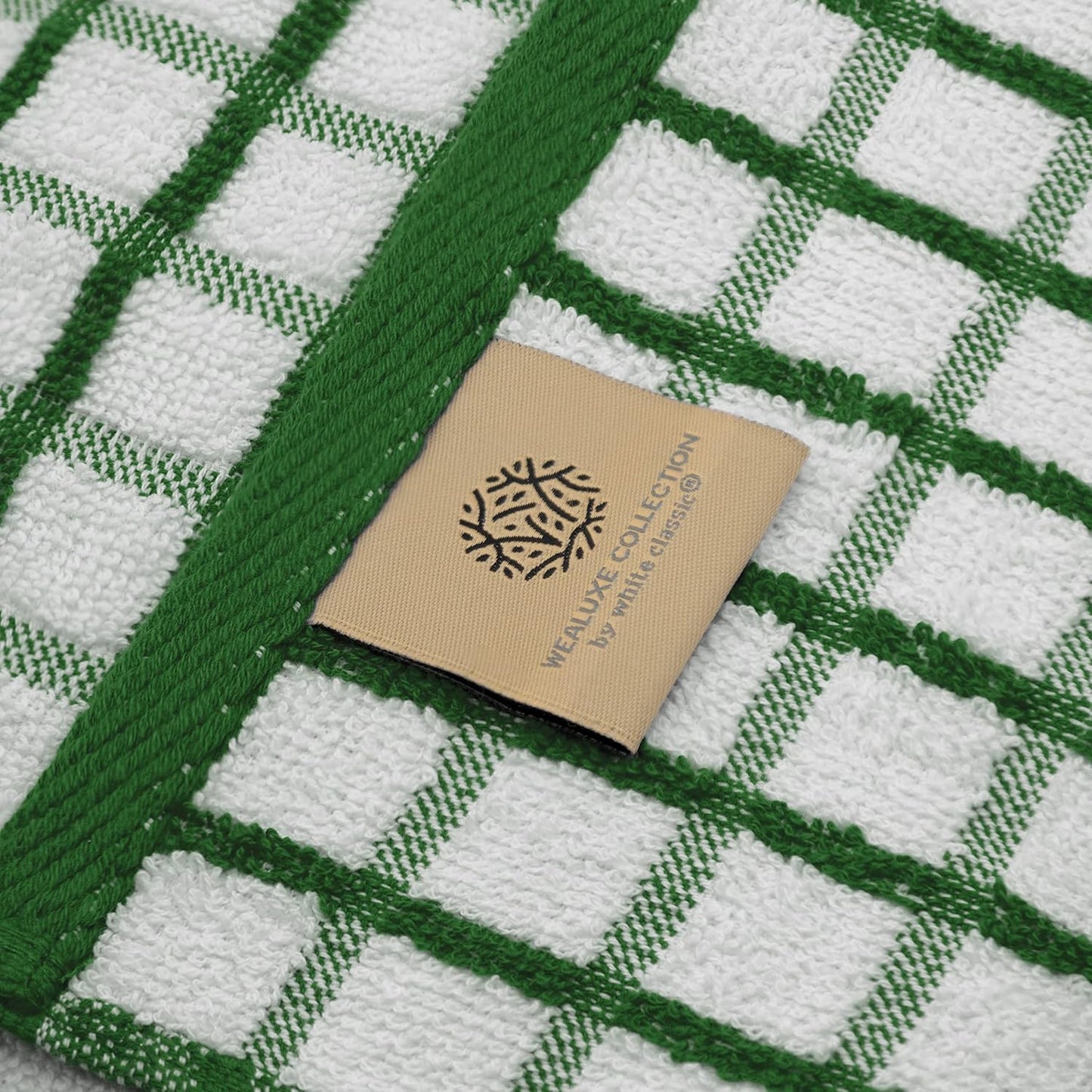 White Classic Premium Dish Towels for Kitchen, with Hanging Loop [8 Pack] Heavy Duty Absorbent 100% Cotton 410 GSM