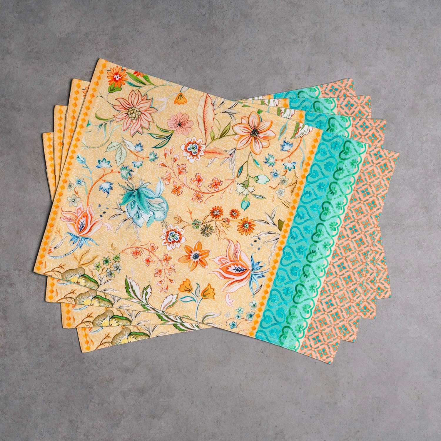 Maison d' Hermine Placemats Set of 4 Reusable 100% Cotton (13"x19") | Cloth Place Mats Washable Table Mats for Kitchen