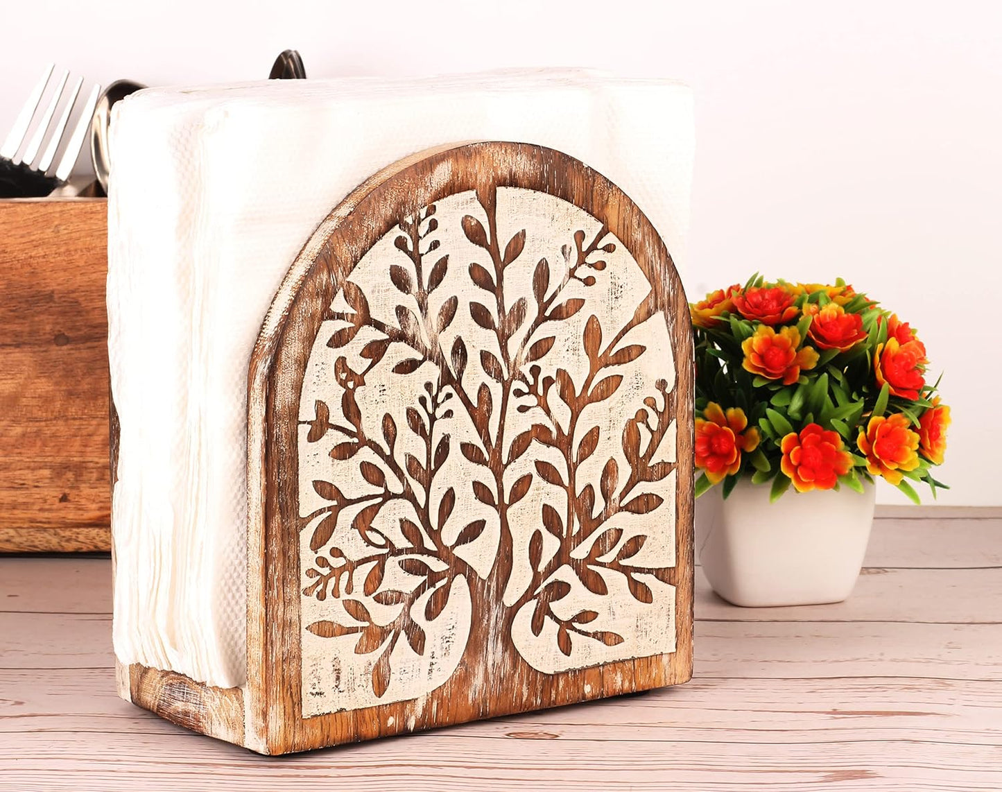 Farmhouse Napkin Stand / White