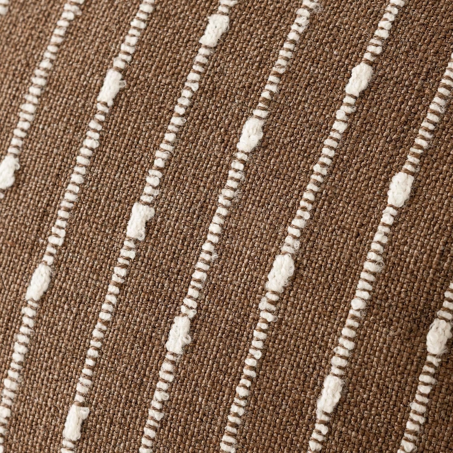 Decorative Jacquard Boucle Throw Pillow Covers Accent Textured Striped / 18 x 18 / Brown / Set of 2
