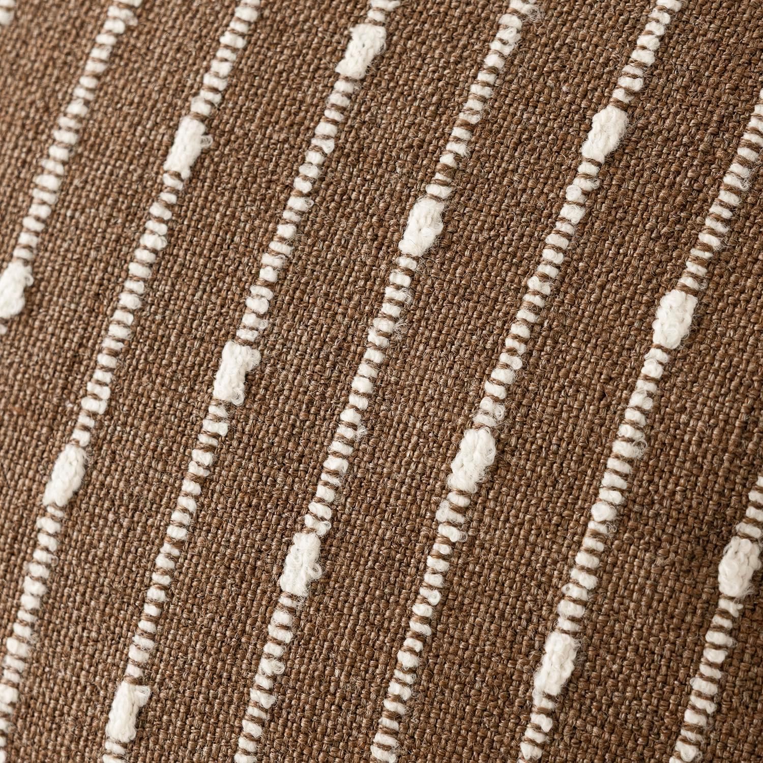 Decorative Jacquard Boucle Throw Pillow Covers Accent Textured Striped / 18 x 18 / Brown / Set of 2