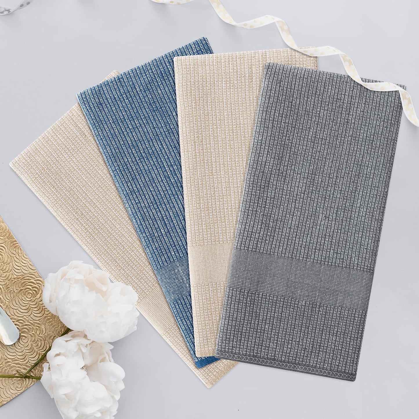 Homaxy 380 GSM Cotton Premium Kitchen Towels 6 Pack, 18"x 28", Multicolor | Flat and Terry Dish Towels, Highly