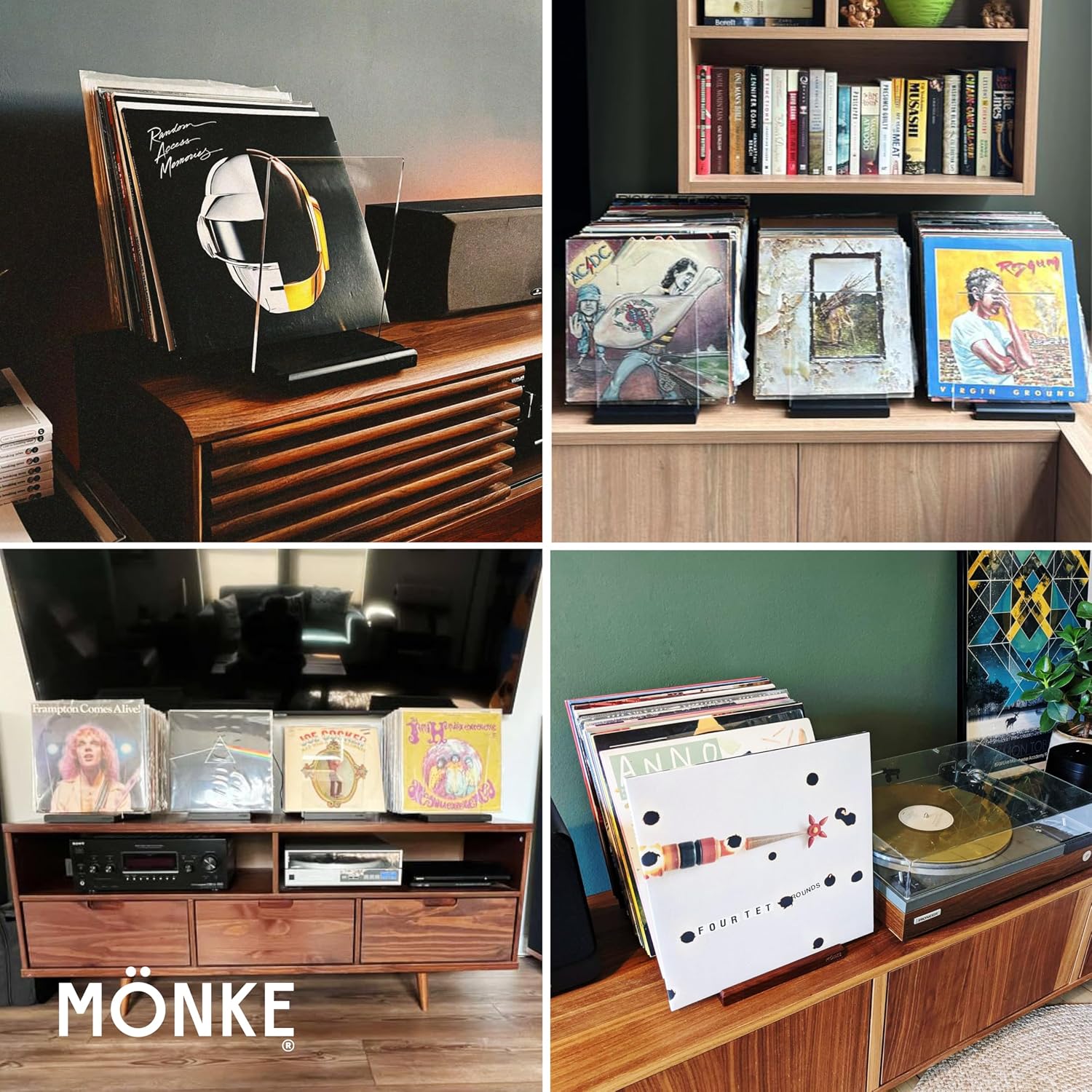 Premium Vinyl Record Storage - a Mid-Century Style Record Holder for Albums, 60-70 LP Capacity - Complements Any Record