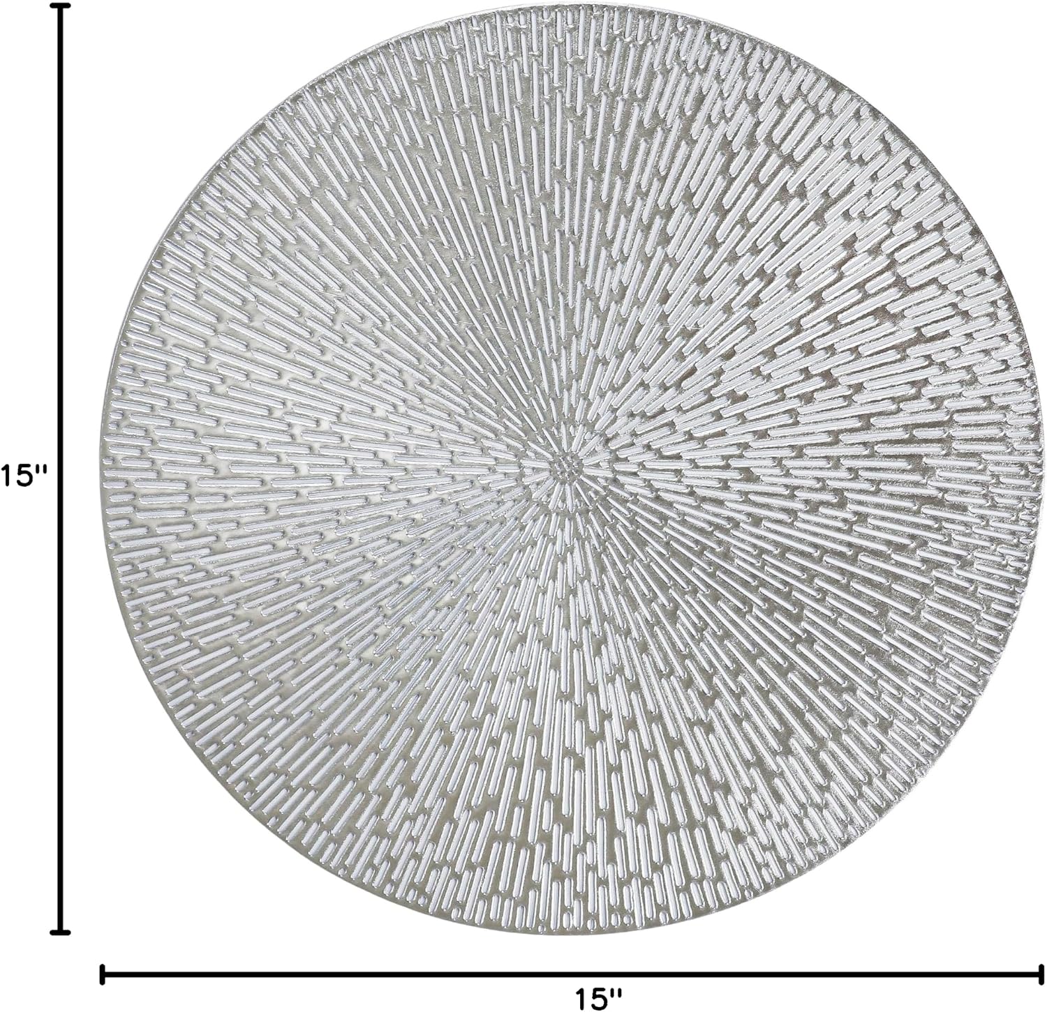 Snowkingdom Silver Placemats Set of 18, 15 Inch Round Metallic Hollow Vinyl Place Mats, Washable Wipeable Non Slip