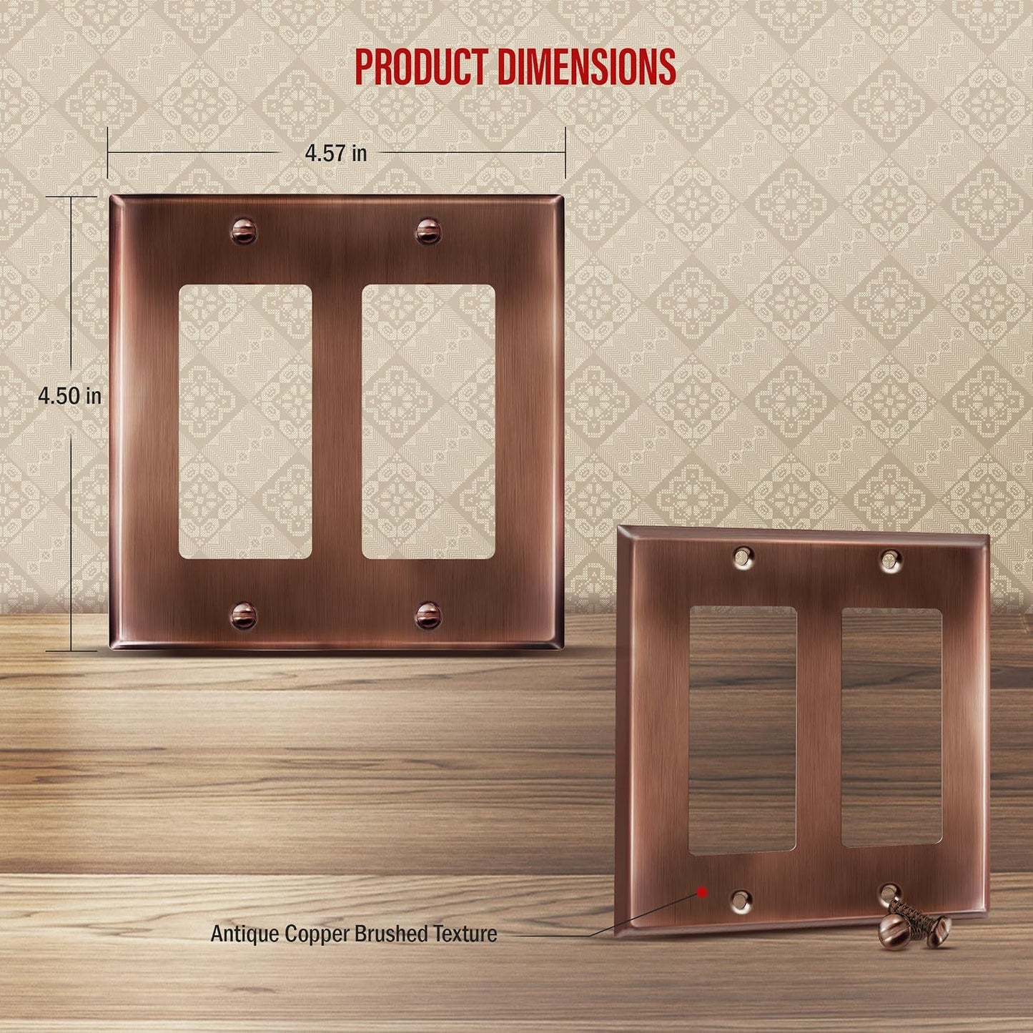 ENERLITES Double Decorator Switch or Receptacle Metal Cover Plate, Stainless Steel 201 Wall Plate, Corrosion Resistant
