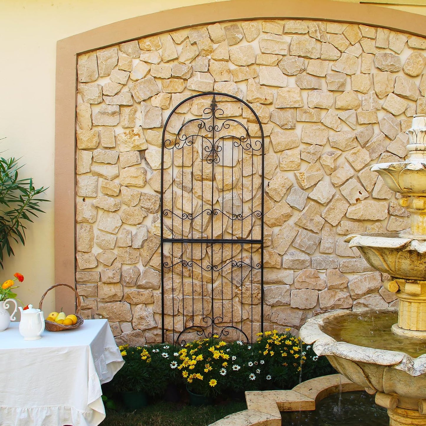Garden Trellis for Climbing Plants 86.6" H x 29.5" W Tall Garden Trellis Wrought Iron Heavy Scroll Metal Decoration