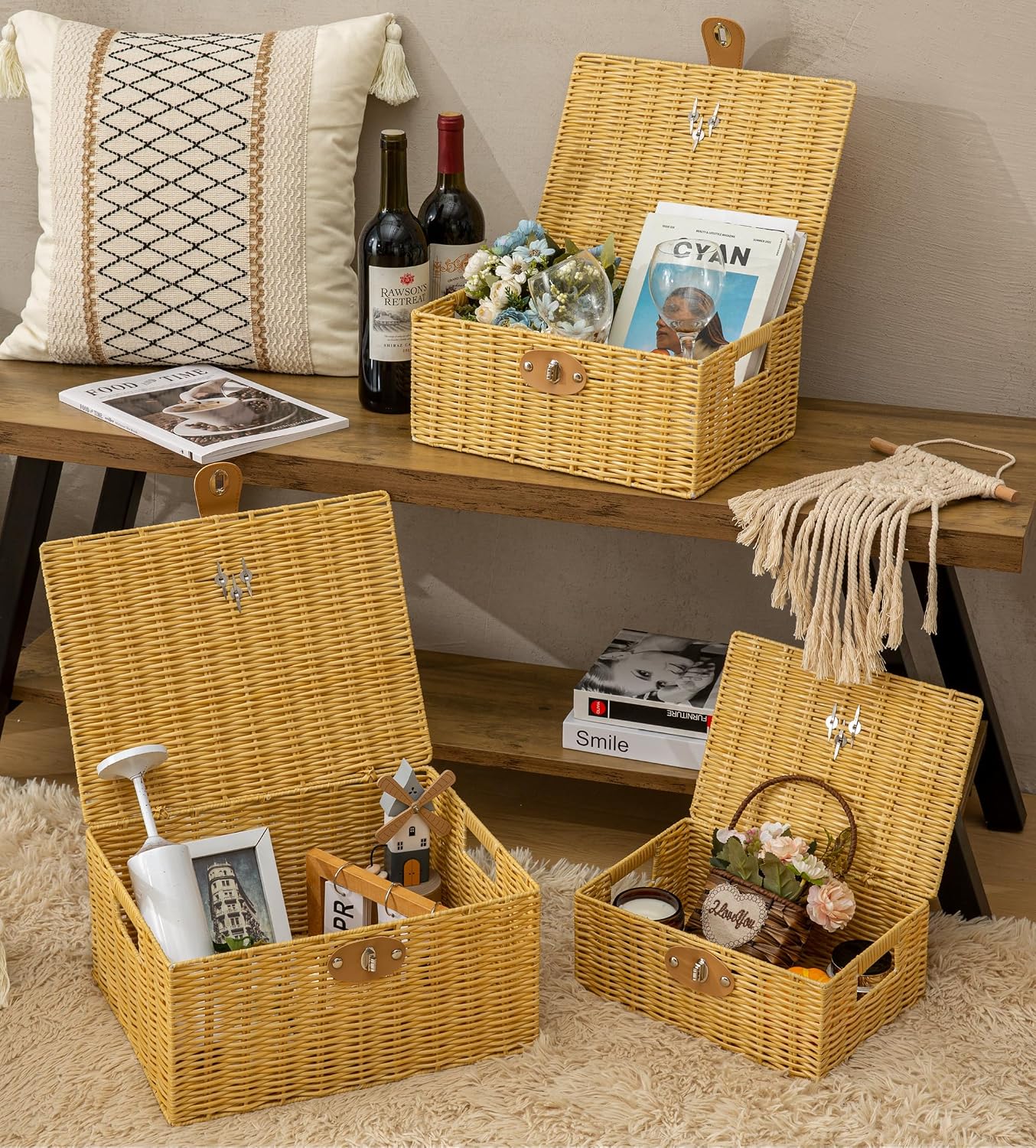 Woven Baskets / Wicker Storage Baskets / Set of 3