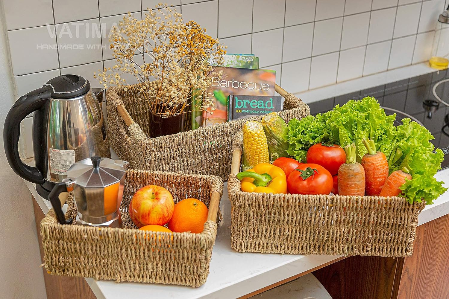 Decorative Wicker Baskets / Seagrass / Natural / Set of 3