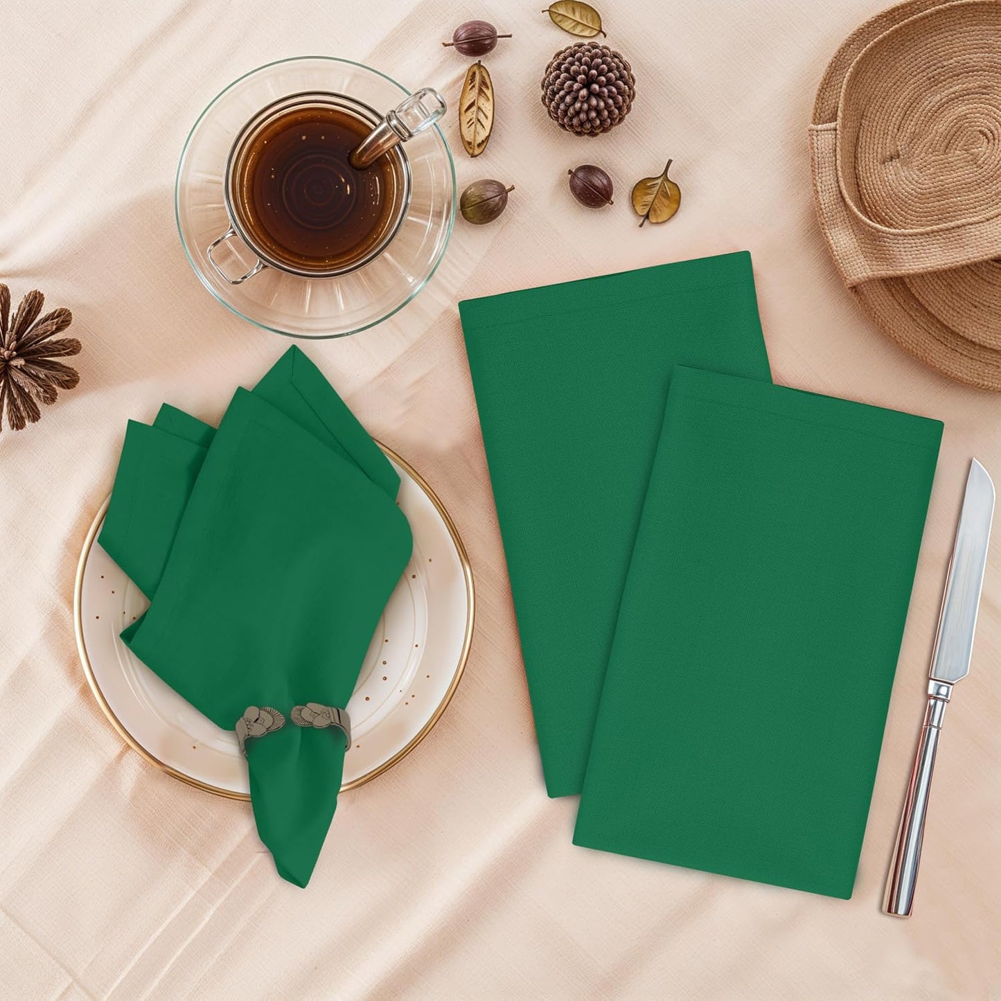 Ruvanti Cloth Napkins Set of 12, 100% Cotton 18”x18” - Amazon | Washable, Soft, Durable & Absorbent Everyday Napkins.