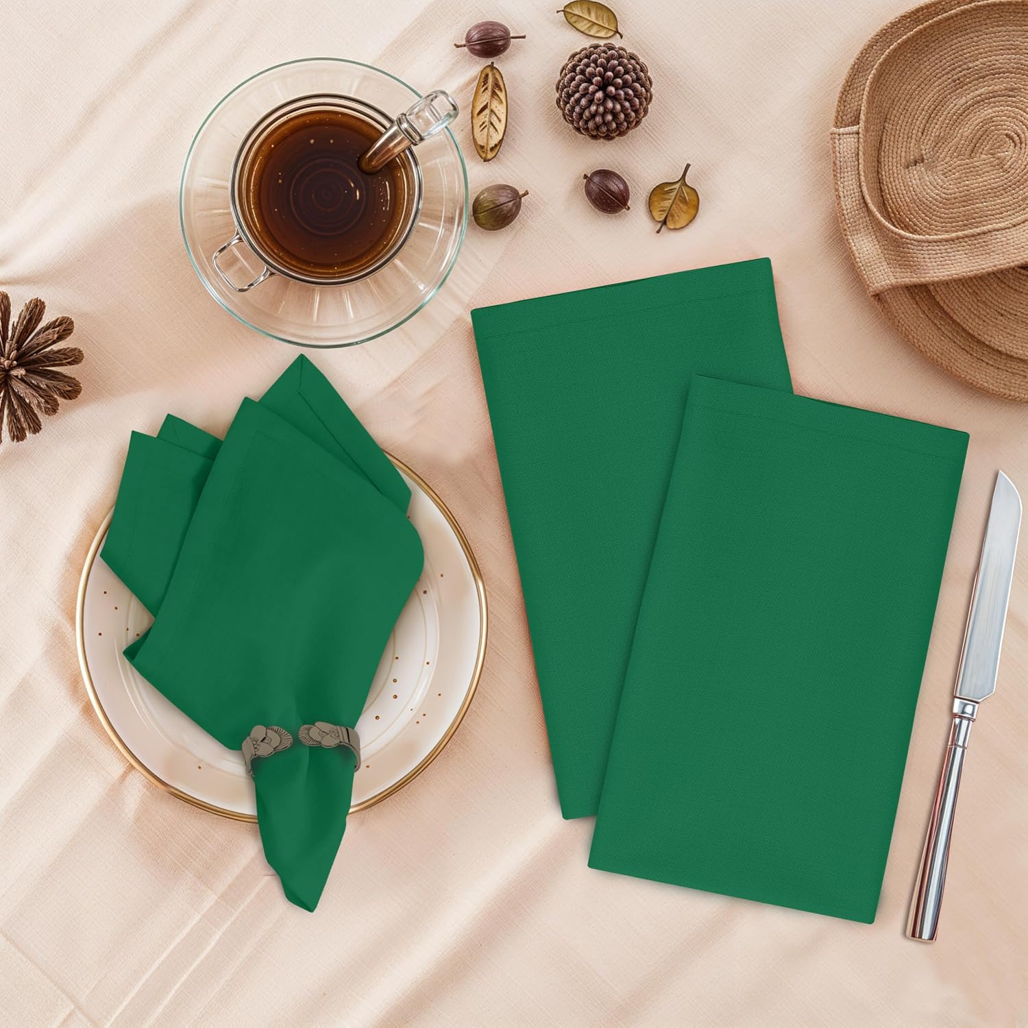Ruvanti Cloth Napkins Set of 12, 100% Cotton 18”x18” - Amazon | Washable, Soft, Durable & Absorbent Everyday Napkins.